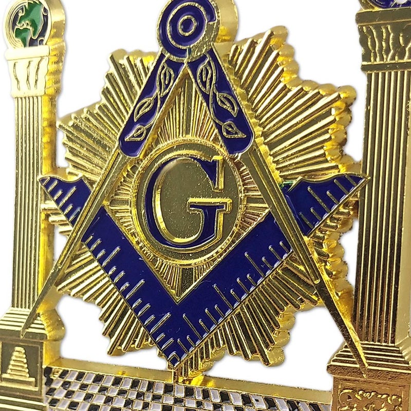 deDecoml Masonic Pillars Car Emblem Shining Square & Compass Freemason auto Badge - Image 3
